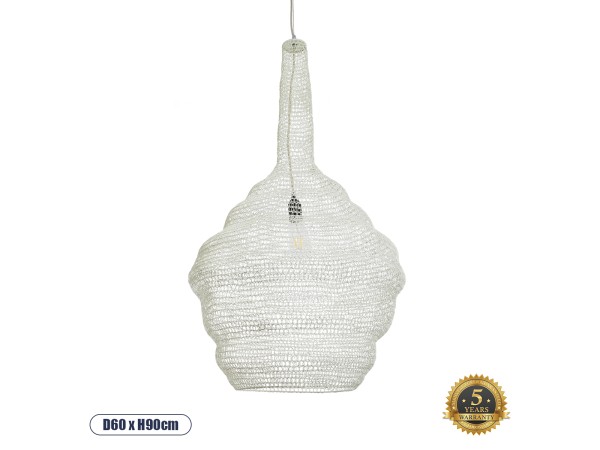 GLOBOSTAR® KENTUCKY 01883 Vintage Κρεμαστό Φωτιστικό Οροφής με Ντουί 1 x E27 AC 220-240V IP20 - Λευκό - Μ60 x Π60 x Υ90cm