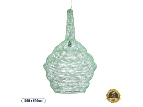 GLOBOSTAR® KENTUCKY 01885 Vintage Κρεμαστό Φωτιστικό Οροφής με Ντουί 1 x E27 AC 220-240V IP20 - Τιρκουάζ - Μ60 x Π60 x Υ90cm