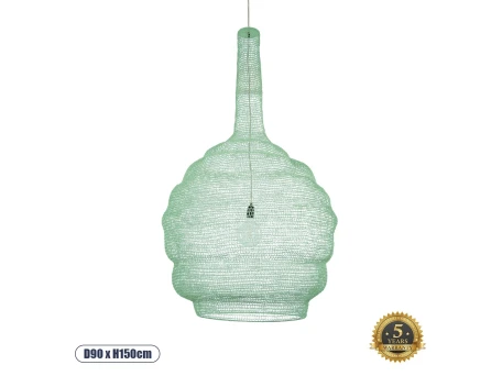 GLOBOSTAR® KENTUCKY 01888 Vintage Κρεμαστό Φωτιστικό Οροφής με Ντουί 1 x E27 AC 220-240V IP20 - Τιρκουάζ - Μ90 x Π90 x Υ150cm