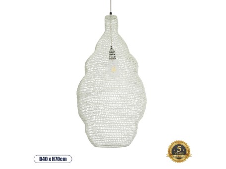 GLOBOSTAR® KENTUCKY 01895 Vintage Κρεμαστό Φωτιστικό Οροφής με Ντουί 1 x E27 AC 220-240V IP20 - Λευκό - Μ40 x Π40 x Υ70cm