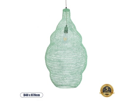 GLOBOSTAR® KENTUCKY 01897 Vintage Κρεμαστό Φωτιστικό Οροφής με Ντουί 1 x E27 AC 220-240V IP20 - Τιρκουάζ - Μ40 x Π40 x Υ70cm