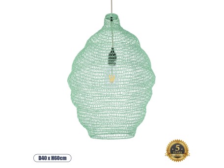 GLOBOSTAR® KENTUCKY 01900 Vintage Κρεμαστό Φωτιστικό Οροφής με Ντουί 1 x E27 AC 220-240V IP20 - Τιρκουάζ - Μ40 x Π40 x Y60cm