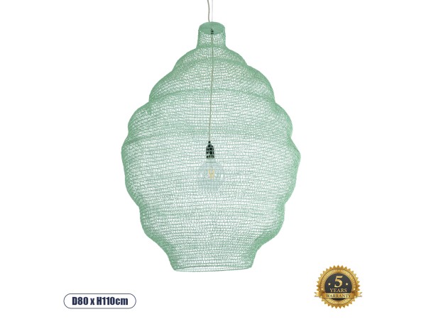 GLOBOSTAR® KENTUCKY 01903 Vintage Κρεμαστό Φωτιστικό Οροφής με Ντουί 1 x E27 AC 220-240V IP20 - Τιρκουάζ - Μ80 x Π80 x Y110cm