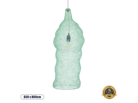 GLOBOSTAR® KENTUCKY 01906 Vintage Κρεμαστό Φωτιστικό Οροφής με Ντουί 1 x E27 AC 220-240V IP20 - Τιρκουάζ - Μ30 x Π30 x Y80cm