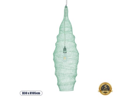 GLOBOSTAR® KENTUCKY 01909 Vintage Κρεμαστό Φωτιστικό Οροφής με Ντουί 1 x E27 AC 220-240V IP20 - Τιρκουάζ - Μ30 x Π30 x Y105cm