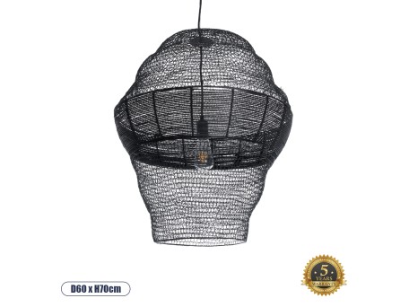 GLOBOSTAR® KENTUCKY 01912 Vintage Κρεμαστό Φωτιστικό Οροφής με Ντουί 1 x E27 AC 220-240V IP20 - Μαύρο - Μ60 x Π60 x Υ70cm