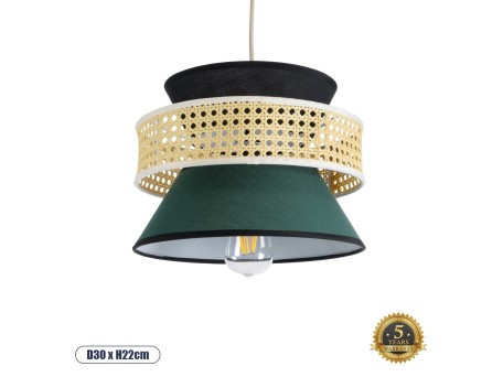 GLOBOSTAR® SAIGE 01915 Boho Κρεμαστό Φωτιστικό Οροφής με Ντουί 1 x E27 AC 220-240V IP20 - Πολύχρωμο - Μ30 x Π30 x Υ22cm