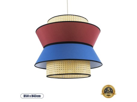 GLOBOSTAR® SAIGE 01919 Boho Κρεμαστό Φωτιστικό Οροφής με Ντουί 1 x E27 AC 220-240V IP20 - Πολύχρωμο - Μ50 x Π50 x Υ43cm