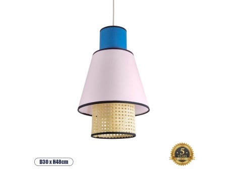 GLOBOSTAR® SAIGE 01921 Boho Κρεμαστό Φωτιστικό Οροφής με Ντουί 1 x E27 AC 220-240V IP20 - Πολύχρωμο - Μ30 x Π30 x Υ48cm