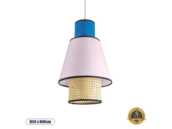 GLOBOSTAR® SAIGE 01921 Boho Κρεμαστό Φωτιστικό Οροφής με Ντουί 1 x E27 AC 220-240V IP20 - Πολύχρωμο - Μ30 x Π30 x Υ48cm