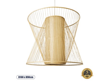 GLOBOSTAR® HIBISCUS 01926 Boho Κρεμαστό Φωτιστικό Οροφής με Ντουί 1 x E27 AC 220-240V IP20 - Μπεζ - Μ100 x Π100 x Υ90cm