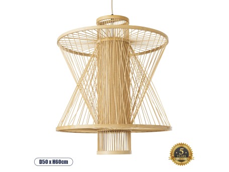 GLOBOSTAR® HIBISCUS 01931 Boho Κρεμαστό Φωτιστικό Οροφής με Ντουί 1 x E27 AC 220-240V IP20 - Μπεζ - Μ50 x Π50 x Υ60cm