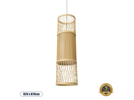 GLOBOSTAR® HIBISCUS 01933 Boho Κρεμαστό Φωτιστικό Οροφής με Ντουί 1 x E27 AC 220-240V IP20 - Μπεζ - Μ20 x Π20 x Υ70cm