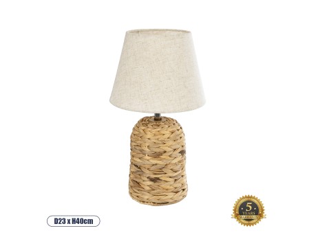 GLOBOSTAR® HOLOKAI 01960 Boho Επιτραπέζιο Φωτιστικό Πορτατίφ με Ντουί 1 x E27 AC 220-240V IP20 - Μπεζ & Λευκό - Μ23 x Π23 x Υ40cm