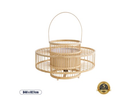 GLOBOSTAR® SORENIA 02003 Boho Επιδαπέδιο Φωτιστικό με Ντουί 1 x E27 AC 220-240V IP20 - Μπεζ - Μ48 x Π48 x Υ27cm