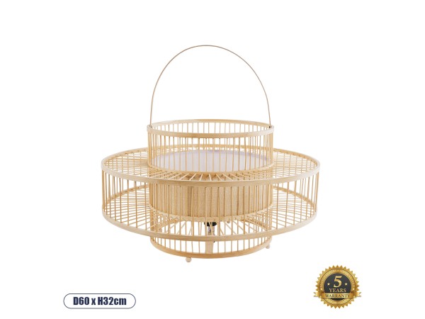 GLOBOSTAR® SORENIA 02004 Boho Επιδαπέδιο Φωτιστικό με Ντουί 1 x E27 AC 220-240V IP20 - Μπεζ - Μ60 x Π60 x Υ32cm