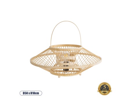 GLOBOSTAR® SORENIA 02005 Boho Επιδαπέδιο Φωτιστικό Πορτατίφ με Ντουί 1 x E27 AC 220-240V IP20 - Μπεζ - Μ50 x Π50 x Υ18cm