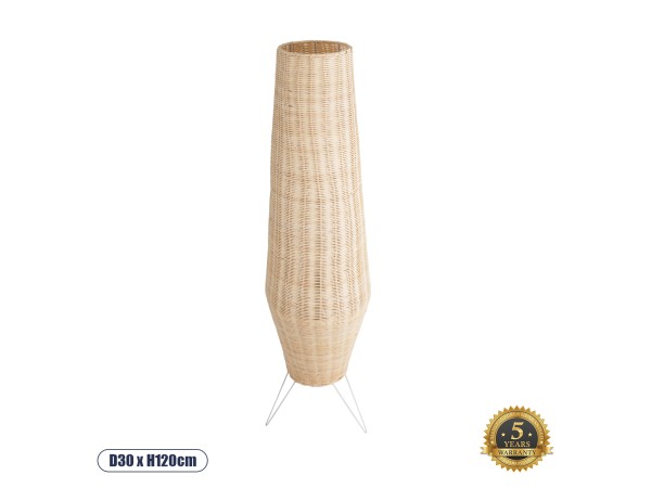 GLOBOSTAR® BOLSON 02013 Boho Επιδαπέδιο Φωτιστικό με Ντουί 1 x E27 AC 220-240V IP20 - Μπεζ & Λευκό - Μ30 x Π30 x Υ120cm