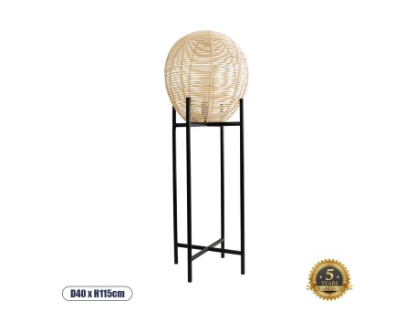 GLOBOSTAR® NERINA 02015 Boho Επιδαπέδιο Φωτιστικό με Ντουί 1 x E27 AC 220-240V IP20 - Μαύρο & Μπεζ - Μ40 x Π40 x Υ115cm