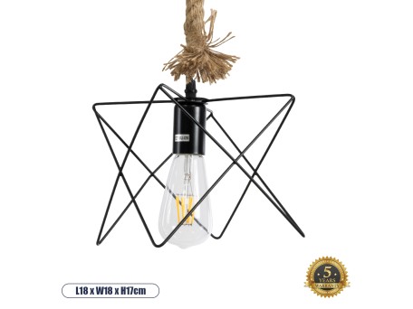 GLOBOSTAR® KAZEMI 02018 Μοντέρνο Κρεμαστό Φωτιστικό Οροφής με Ντουί 1 x E27 AC 220-240V IP20 - Μαύρο & Μπεζ - Μ18 x Π18 x Υ17cm