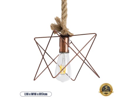 GLOBOSTAR® KAZEMI 02019 Μοντέρνο Κρεμαστό Φωτιστικό Οροφής με Ντουί 1 x E27 AC 220-240V IP20 - Χάλκινο & Μπεζ - Μ18 x Π18 x Υ17cm