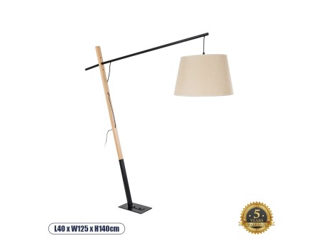 GLOBOSTAR® KELSIE 02030 Μοντέρνο Επιδαπέδιο Φωτιστικό με Ντουί 1 x E27 AC 220-240V IP20 - Μαύρο & Μπεζ - Μ40 x Π125 x Υ140cm