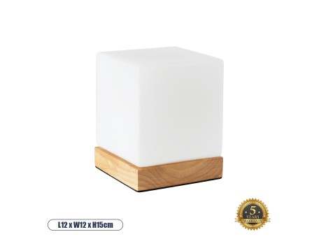 GLOBOSTAR® DERYA 02035 Μοντέρνο Επιτραπέζιο Φωτιστικό Πορτατίφ με Ντουί 1 x E27 AC 220-240V IP20 - Λευκό & Καφέ - Μ12 x Π12 x Υ15cm