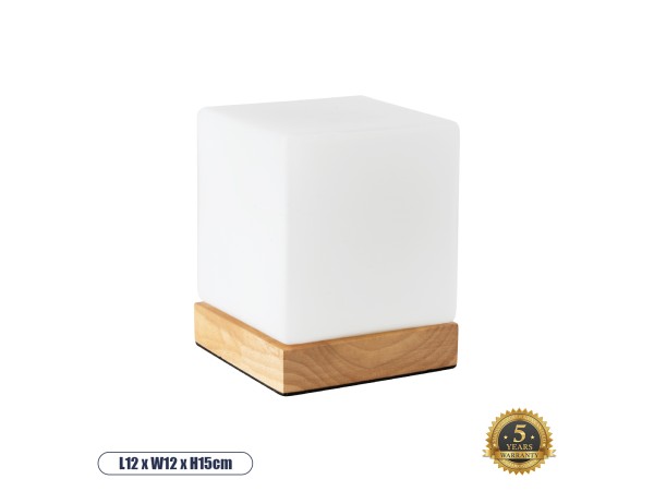 GLOBOSTAR® DERYA 02035 Μοντέρνο Επιτραπέζιο Φωτιστικό Πορτατίφ με Ντουί 1 x E27 AC 220-240V IP20 - Λευκό & Καφέ - Μ12 x Π12 x Υ15cm