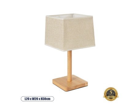 GLOBOSTAR® KOLIPE 02038 Boho Επιτραπέζιο Φωτιστικό Πορτατίφ με Ντουί 1 x E27 AC 220-240V IP20 - Μπεζ - Μ18 x Π18 x Υ25cm