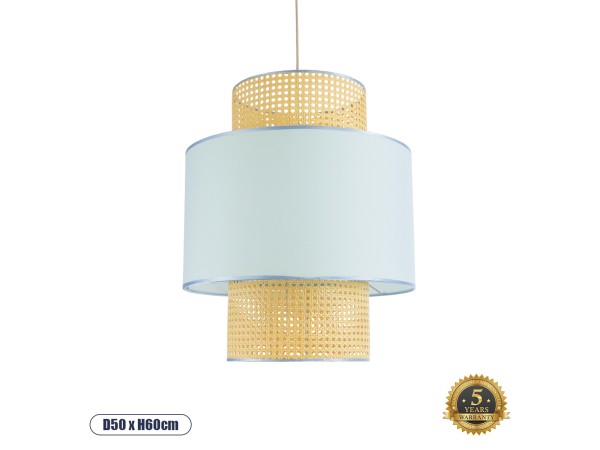 GLOBOSTAR® SAIGE 02045 Boho Κρεμαστό Φωτιστικό Οροφής με Ντουί 1 x E27 AC 220-240V IP20 - Γαλάζιο & Μπεζ - Μ50 x Π50 x Υ60cm