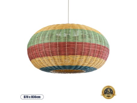 GLOBOSTAR® CABALLEROS 02056 Boho Κρεμαστό Φωτιστικό Οροφής με Ντουί 1 x E27 AC 220-240V IP20 - Πολύχρωμο - Μ70 x Π70 x Υ36cm