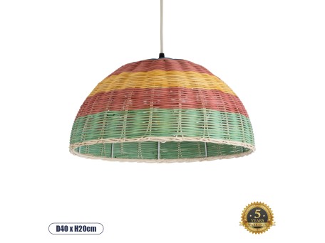 GLOBOSTAR® CABALLEROS 02060 Boho Κρεμαστό Φωτιστικό Οροφής με Ντουί 1 x E27 AC 220-240V IP20 - Πολύχρωμο - Μ40 x Π40 x Υ20cm