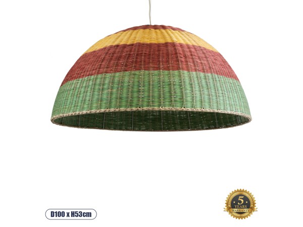 GLOBOSTAR® CABALLEROS 02062 Boho Κρεμαστό Φωτιστικό Οροφής με Ντουί 1 x E27 AC 220-240V IP20 - Πολύχρωμο - Μ100 x Π100 x Υ53cm