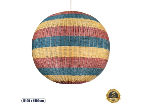 GLOBOSTAR® CABALLEROS 02064 Boho Κρεμαστό Φωτιστικό Οροφής με Ντουί 1 x E27 AC 220-240V IP20 - Πολύχρωμο - Μ100 x Π100 x Υ100cm