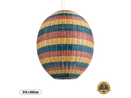 GLOBOSTAR® CABALLEROS 02066 Boho Κρεμαστό Φωτιστικό Οροφής με Ντουί 1 x E27 AC 220-240V IP20 - Πολύχρωμο - Μ70 x Π70 x Υ80cm