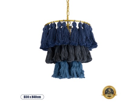 GLOBOSTAR® MISSOULA 02085 Boho Κρεμαστό Φωτιστικό Οροφής με Ντουί 1 x E27 AC 220-240V IP20 - Πολύχρωμο - Μ30 x Π30 x Υ40cm