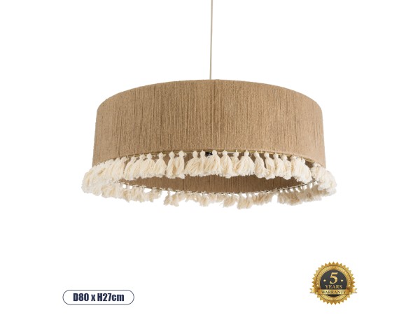 GLOBOSTAR® PUERTORICO 02095 Boho Κρεμαστό Φωτιστικό Οροφής με Ντουί 3 x E27 AC 220-240V IP20 - Μπεζ - Μ80 x Π80 x Υ27cm
