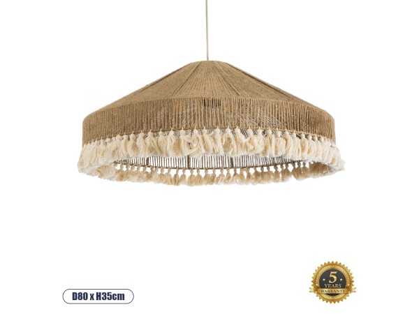 GLOBOSTAR® PUERTORICO 02099 Boho Κρεμαστό Φωτιστικό Οροφής με Ντουί 3 x E27 AC 220-240V IP20 - Μπεζ & Λευκό - Μ80 x Π80 x Υ35cm
