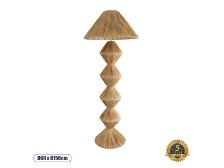 GLOBOSTAR® LUANA 02108 Boho Επιδαπέδιο Φωτιστικό με Ντουί 1 x E27 AC 220-240V IP20 - Μπεζ - Μ60 x Π60 x Υ150cm