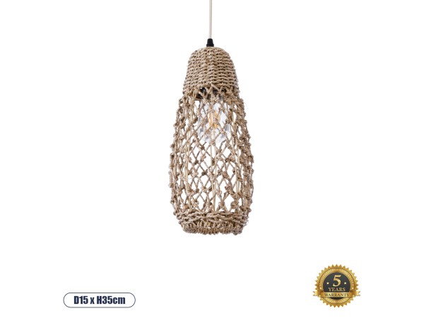 GLOBOSTAR® ECUADOR 02119 Boho Κρεμαστό Φωτιστικό Οροφής με Ντουί 1 x E27 AC 220-240V IP20 - Μπεζ - Μ15 x Π15 x Υ35cm GLOBOSTAR® ECUADOR 02119 Boho Κρεμαστό Φωτιστικό Οροφής με Ντουί 1 x E27 AC 220-240V IP20 - Μπεζ - Μ15 x Π15 x Υ35cm
