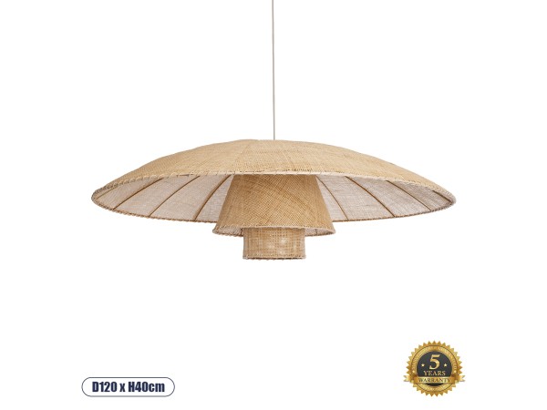 GLOBOSTAR® ZORA 02140 Boho Κρεμαστό Φωτιστικό Οροφής με Ντουί 1 x E27 AC 220-240V IP20 - Μπεζ - Μ120 x Π120 x Υ40cm