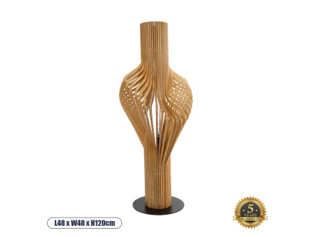 GLOBOSTAR® MIHIRO 02150 Boho Επιδαπέδιο Φωτιστικό με Ντουί 1 x E27 AC 220-240V IP20 - Μπέζ & Μαύρο - Μ48 x Π48 x Υ120cm