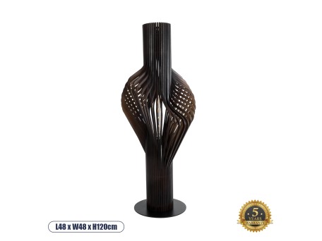 GLOBOSTAR® MIHIRO 02151 Boho Επιδαπέδιο Φωτιστικό με Ντουί 1 x E27 AC 220-240V IP20 - Καφέ & Μαύρο - Μ48 x Π48 x Υ120cm
