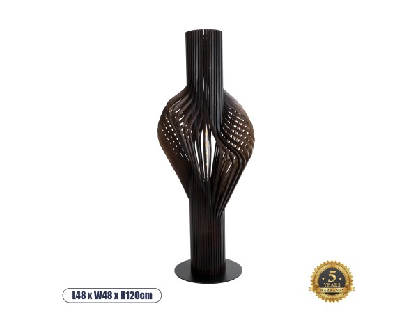 GLOBOSTAR® MIHIRO 02151 Boho Επιδαπέδιο Φωτιστικό με Ντουί 1 x E27 AC 220-240V IP20 - Καφέ & Μαύρο - Μ48 x Π48 x Υ120cm