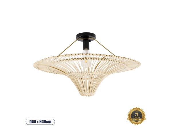 GLOBOSTAR® PALERMO 02152 Boho Κρεμαστό Φωτιστικό Οροφής με Ντουί 1 x E27 AC 220-240V IP20 - Μπεζ - Μ60 x Π60 x Υ36cm GLOBOSTAR® PALERMO 02152 Boho Κρεμαστό Φωτιστικό Οροφής με Ντουί 1 x E27 AC 220-240V IP20 - Μπεζ - Μ60 x Π60 x Υ36cm