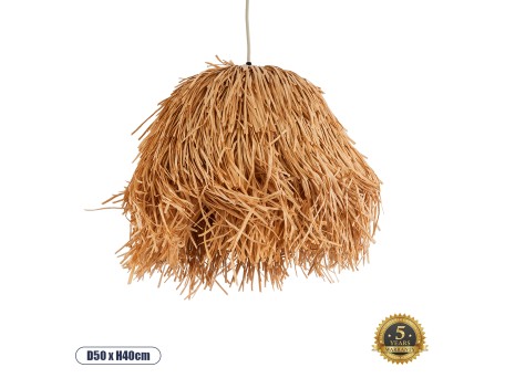 GLOBOSTAR® GUADELOUPE 02154 Boho Κρεμαστό Φωτιστικό Οροφής με Ντουί 1 x E27 AC 220-240V IP20 - Μπεζ - Μ50 x Π50 x Υ40cm