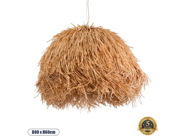 GLOBOSTAR® GUADELOUPE 02155 Boho Κρεμαστό Φωτιστικό Οροφής με Ντουί 1 x E27 AC 220-240V IP20 - Καφέ - Μ80 x Π80 x Υ60cm