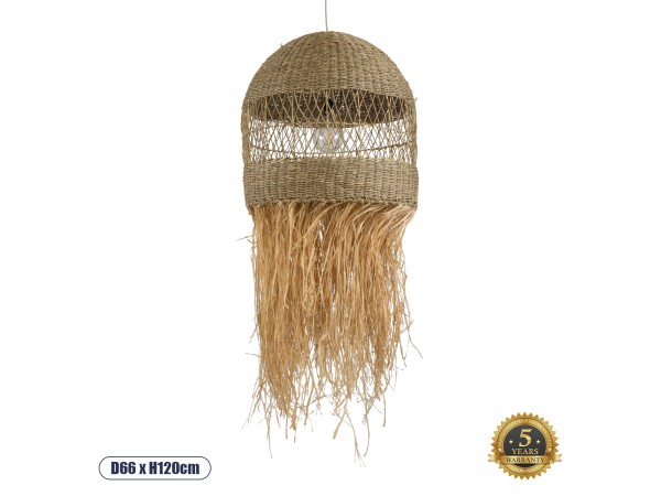 GLOBOSTAR® SAINTLUCIA 02161 Boho Κρεμαστό Φωτιστικό Οροφής με Ντουί 1 x E27 AC 220-240V IP20 - Μπεζ - Μ66 x Π66 x Υ120cm