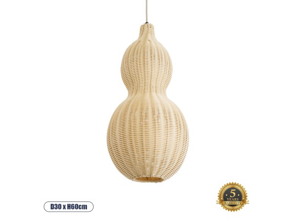 GLOBOSTAR® KINGSTOWN 02168 Boho Κρεμαστό Φωτιστικό Οροφής με Ντουί 1 x E27 AC 220-240V IP20 - Μπεζ - Μ30 x Π30 x Υ60cm