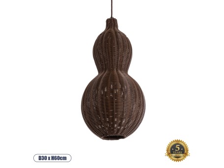 GLOBOSTAR® KINGSTOWN 02169 Boho Κρεμαστό Φωτιστικό Οροφής με Ντουί 1 x E27 AC 220-240V IP20 - Καφέ - Μ30 x Π30 x Υ60cm